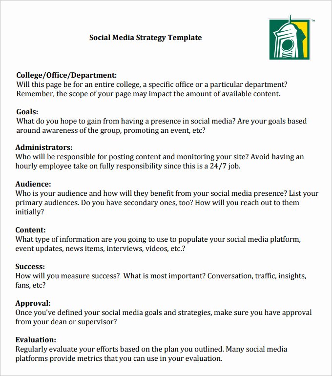 Social Media Strategy Template 8 Free Pdf Documents