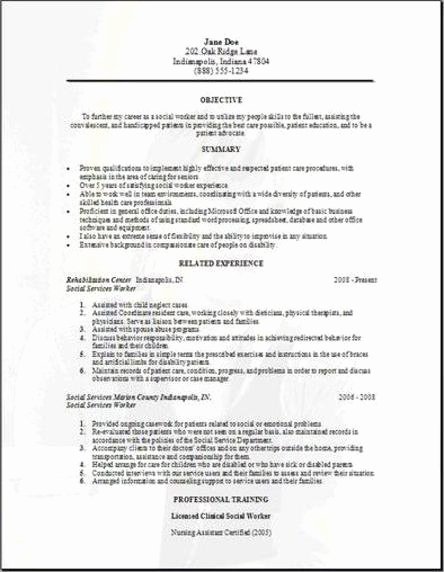 Social Services Resume Occupational Examples Samples Free