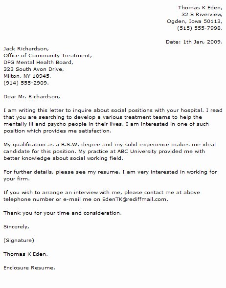 Social Work Cover Letter Examples Cover Letter now