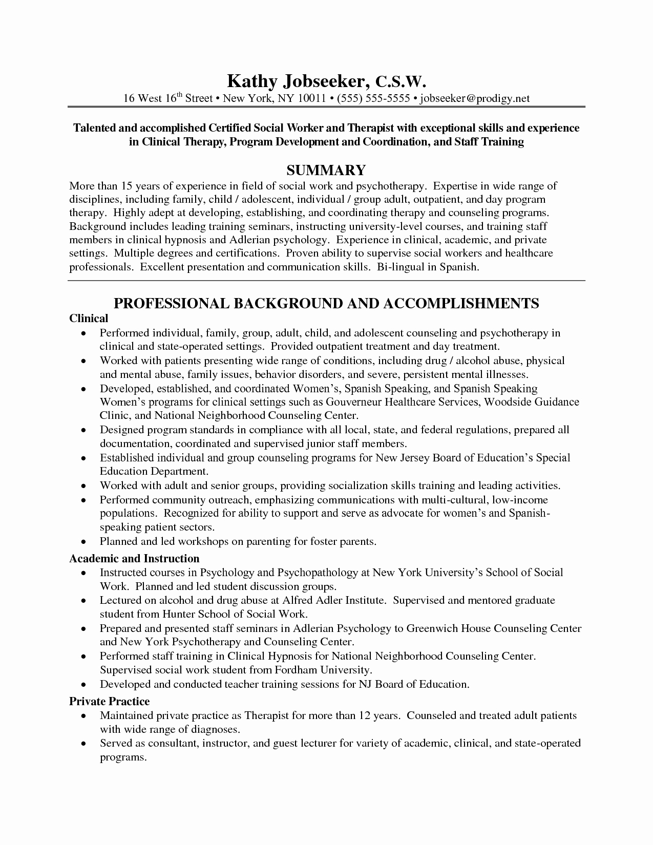 Social Work Resume Examples social Work Resume with