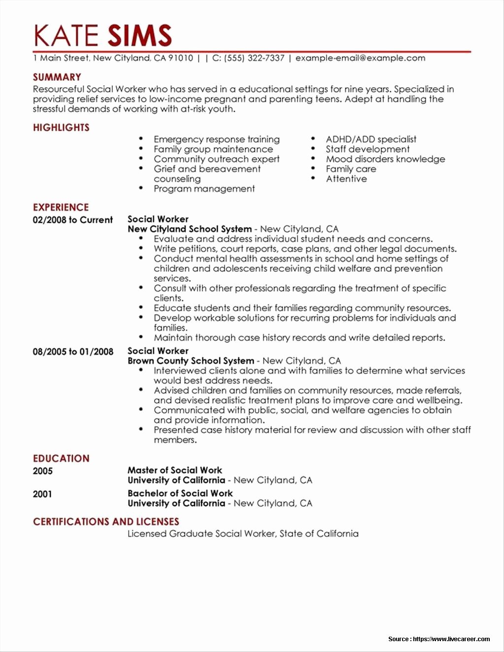Social Work Resume Templates Free Resume Resume