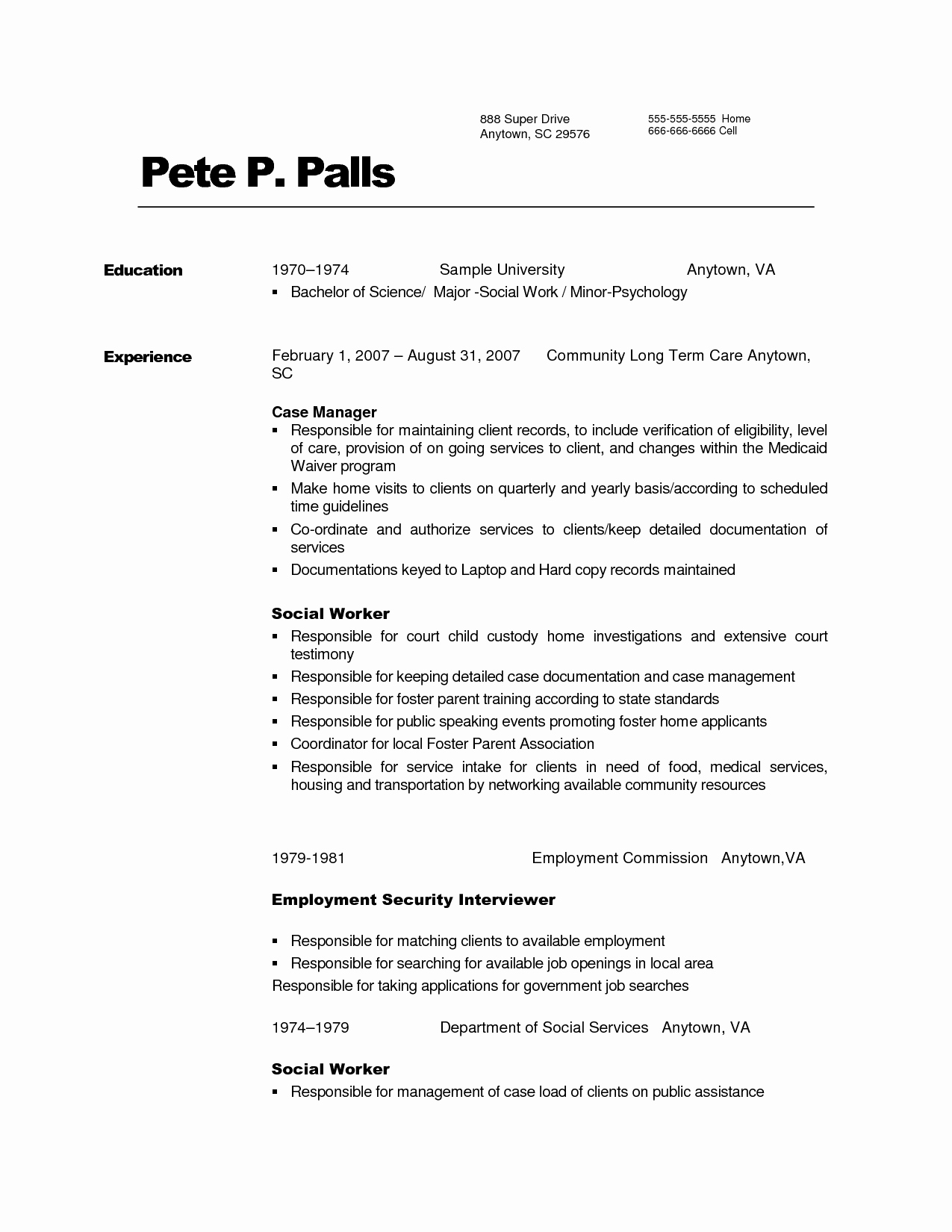 Social Worker Resume Example with Experience Free Download