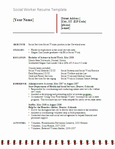 Social Worker Resume Template Free Word Templatesfree