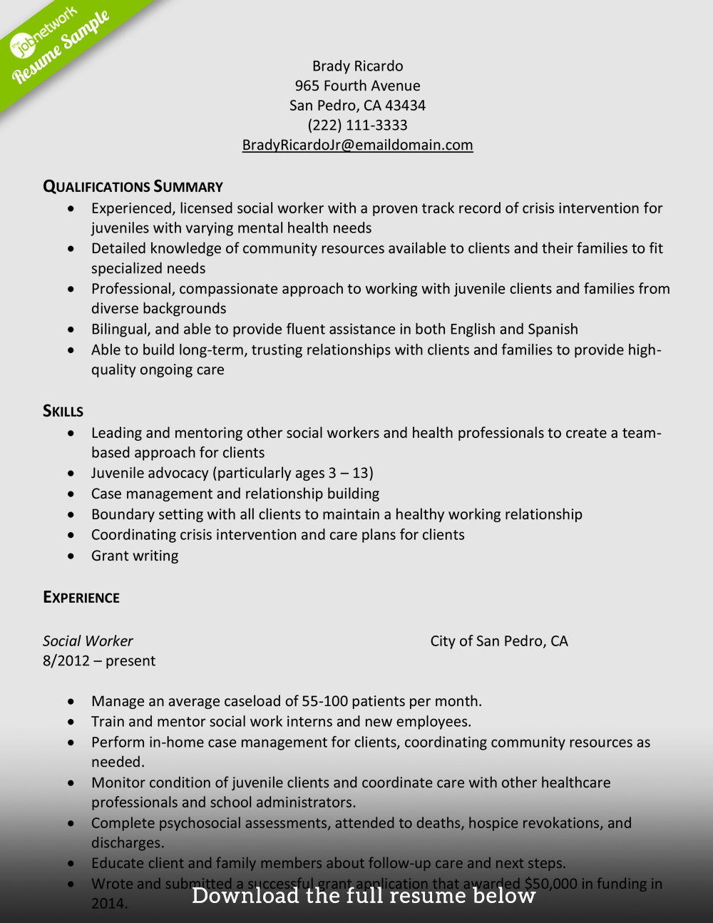Social Worker Skills for Resume – Perfect Resume format