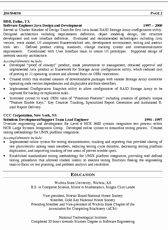 Software Engineer Resume Example Technical Resume