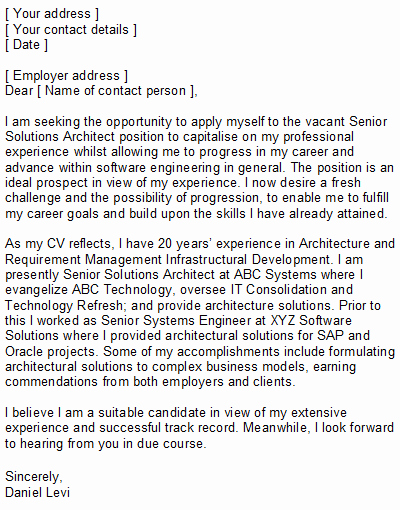 Software Engineering Covering Letter Sample