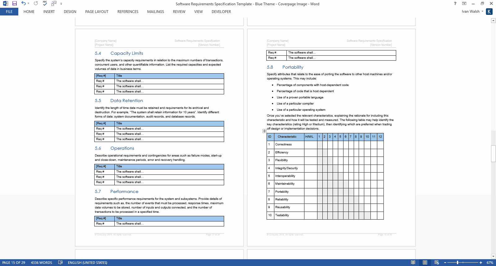 Software Requirements Specification – Ms Word Template