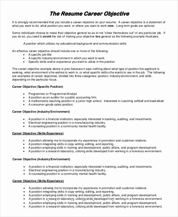 Some Objectives for Resume Best Resume Gallery
