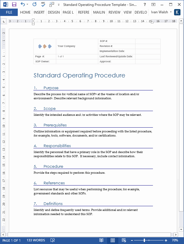 Sop – Download Standard Operating Procedures Templates In