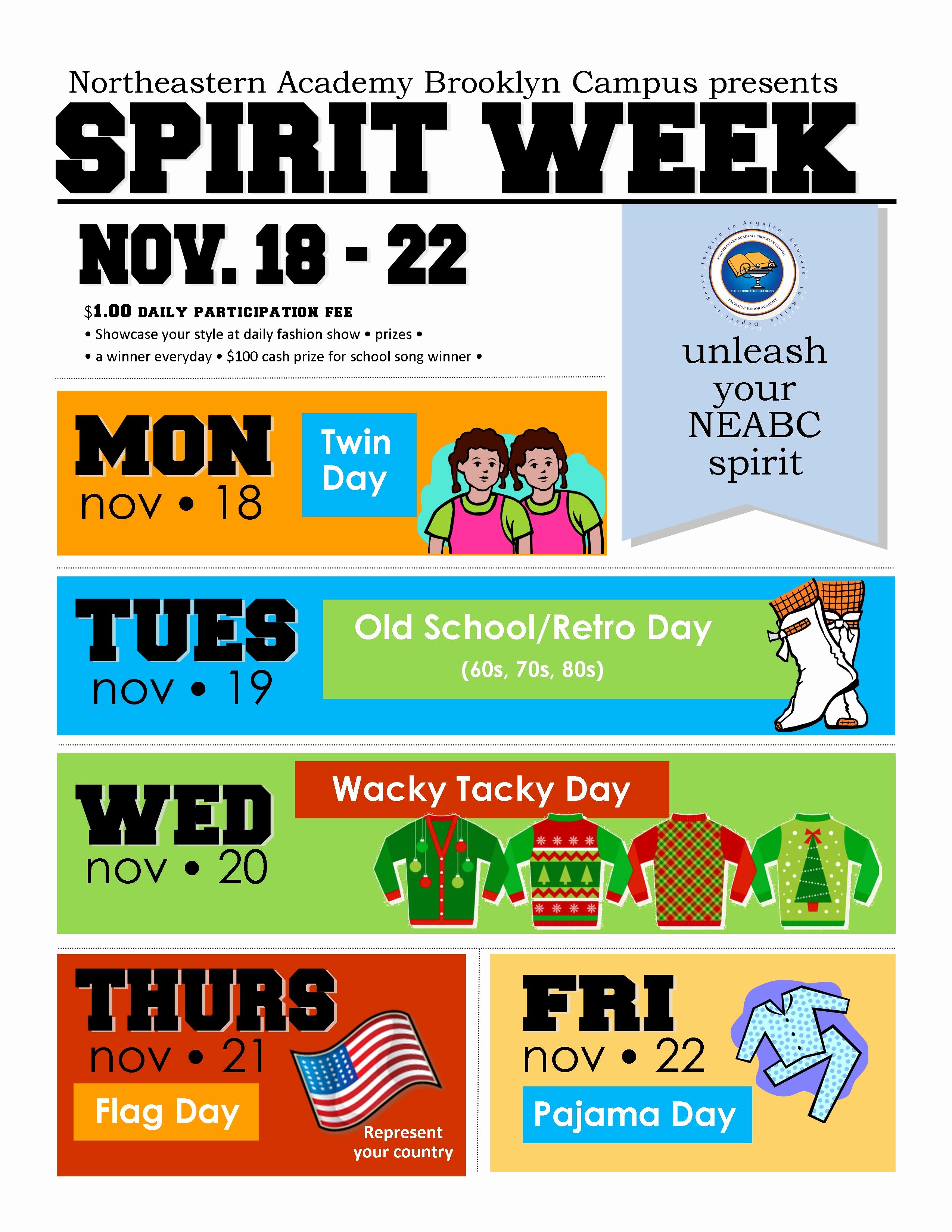 School Spirit Week Flyer Template Latter Example Template