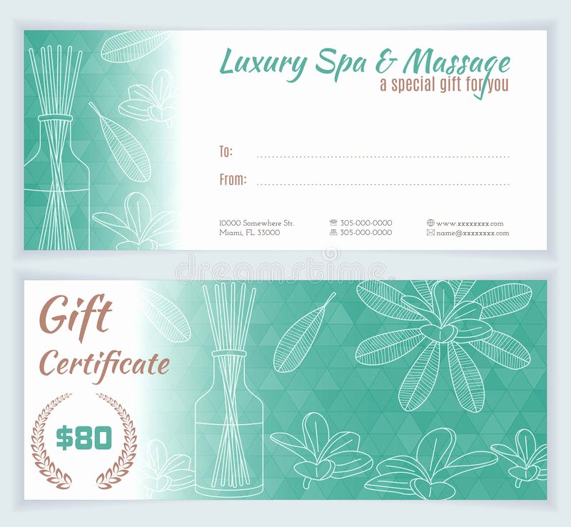 Spa Massage Gift Certificate Template Stock Vector