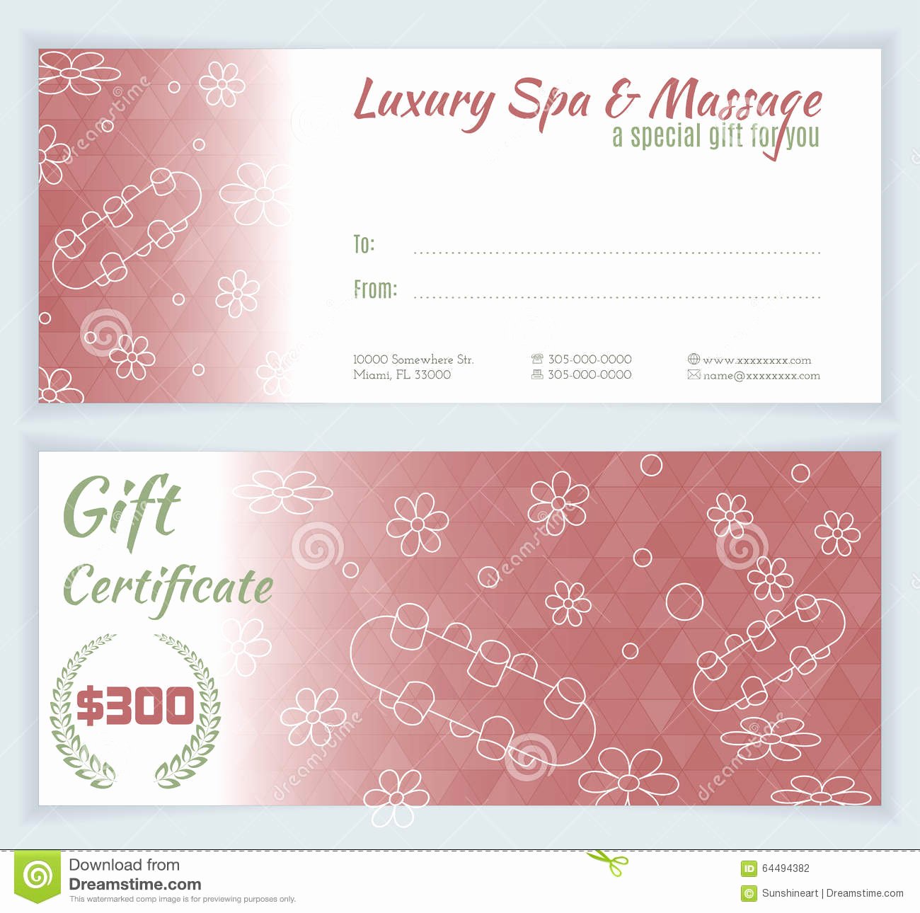 Spa Massage Gift Certificate Template Stock Vector