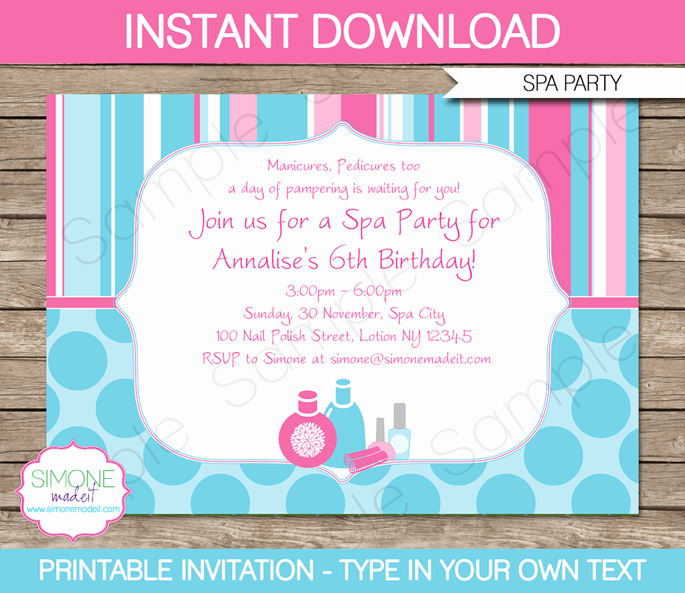 Spa Party Invitations Template