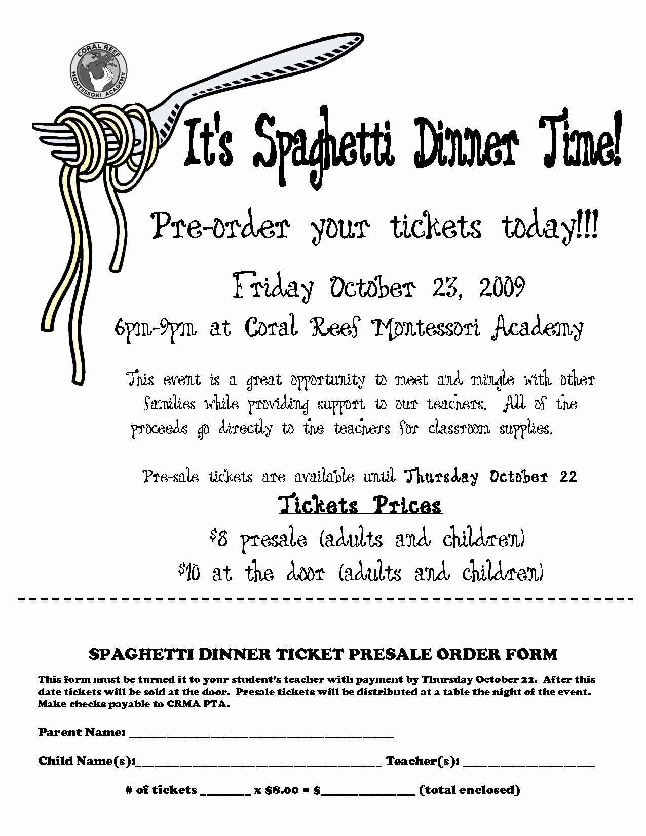 Spaghetti Dinner Ticket Template