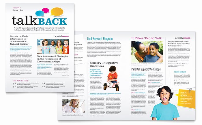 Speech therapy Education Newsletter Template Design