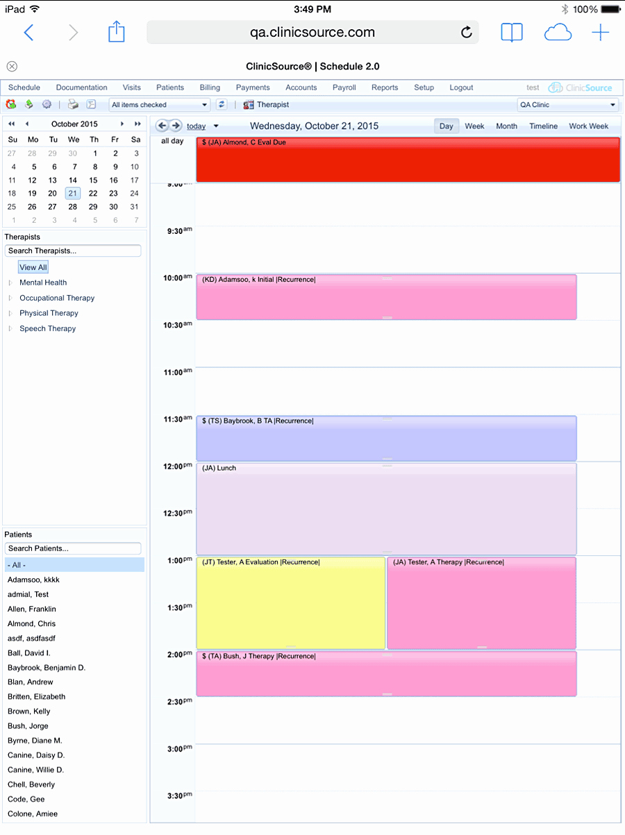 Speech therapy Scheduling software