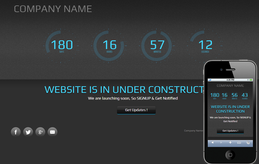 Speedo Under Construction Mobile Website Template by W3layouts