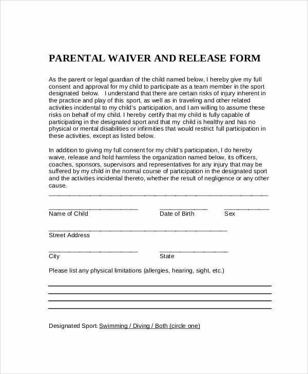 Sports Waiver form Sports Waiver form Vehicle Release