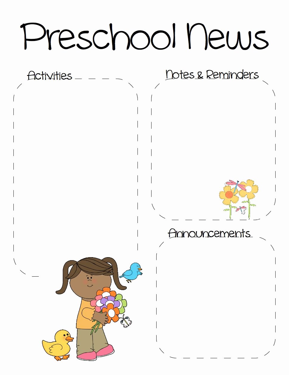 spring preschool newsletter template