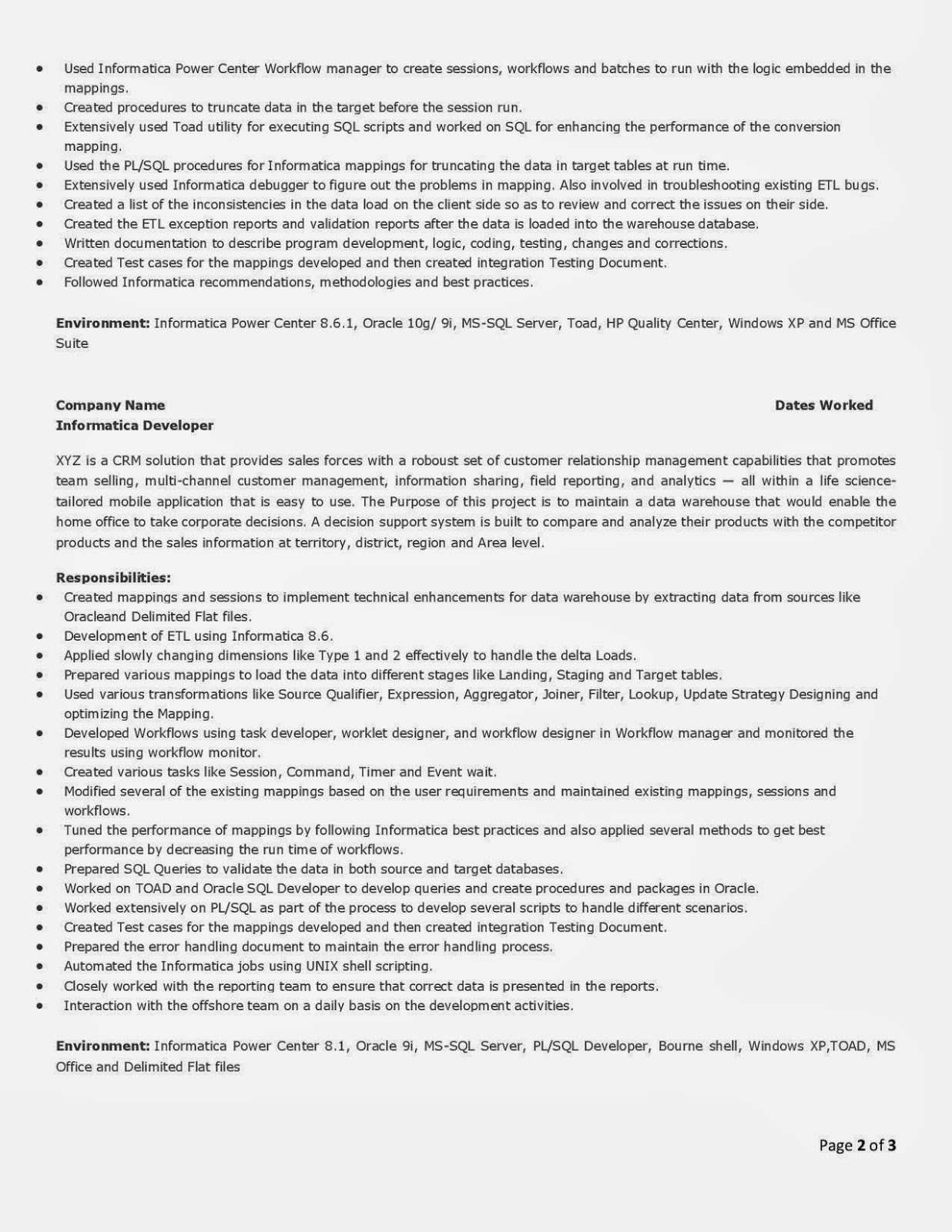 Sql Developer Resume Sample Letter Example Template