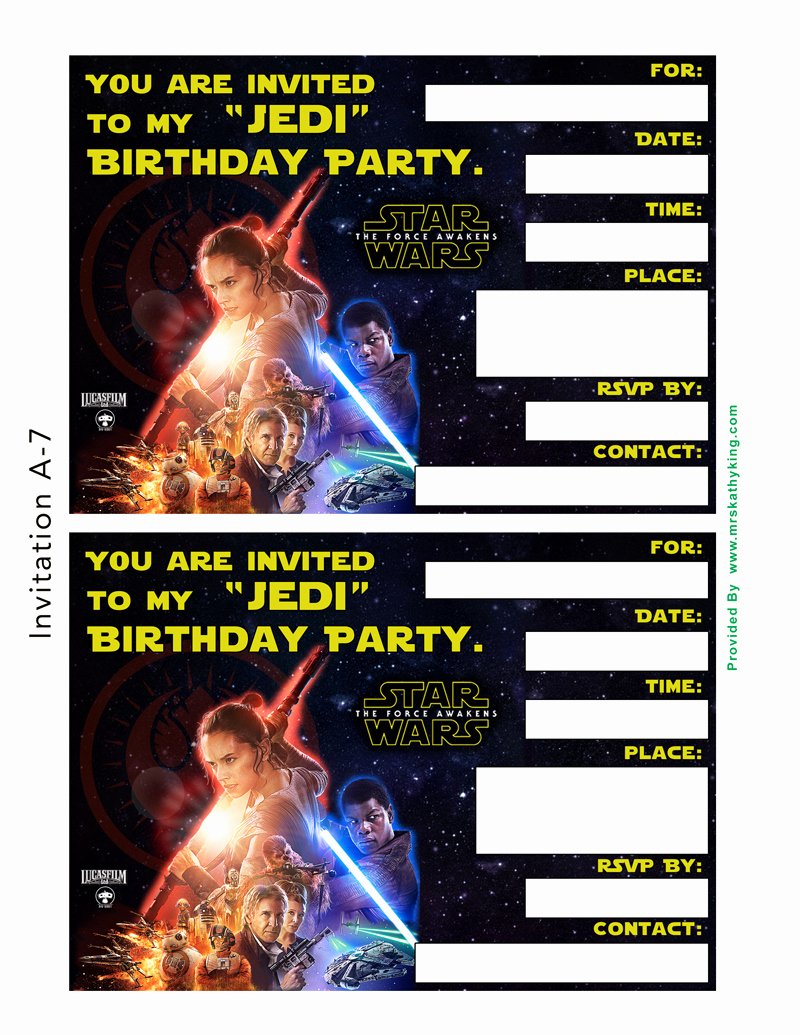 Star Wars Birthday Invitation Template