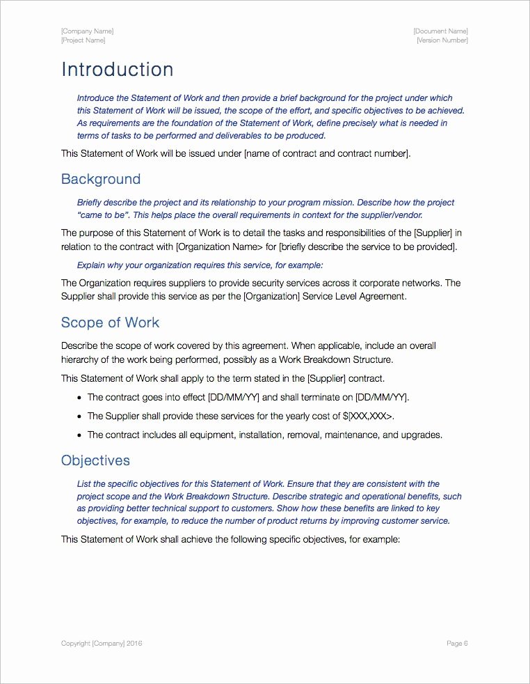 Statement Of Work Template Apple Iwork Pages