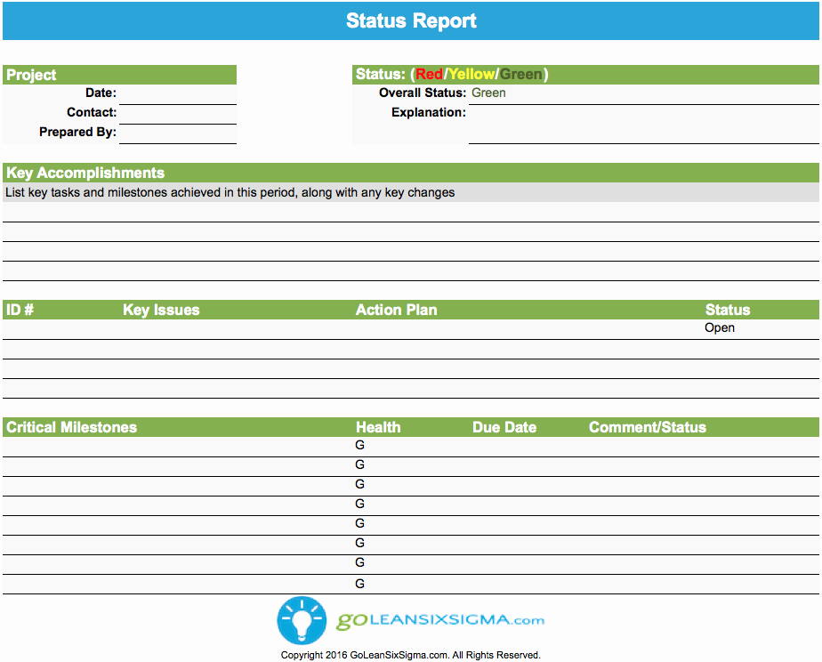 Status Report Goleansixsigma