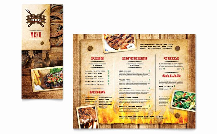 Steakhouse Bbq Restaurant Take Out Brochure Template Design