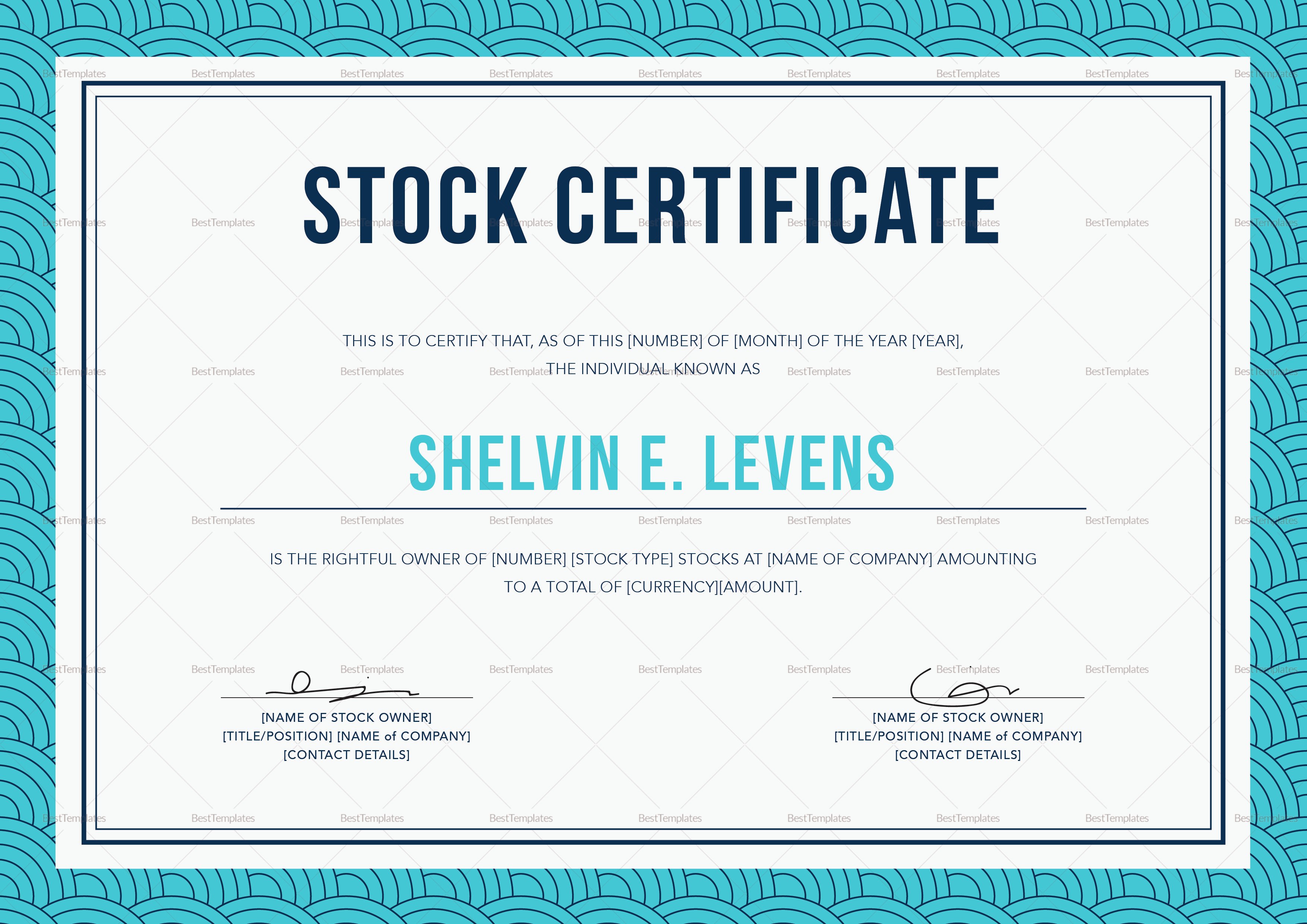 Stock Certificate Design Template In Psd Word Publisher