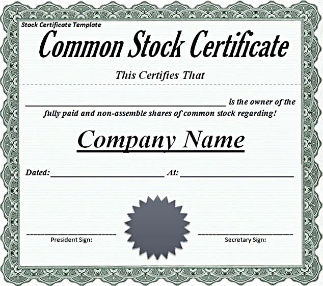 Stock Certificate Template Free In Word and Pdf