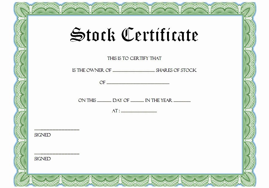 Stock Certificate Template – the Best Template Collection