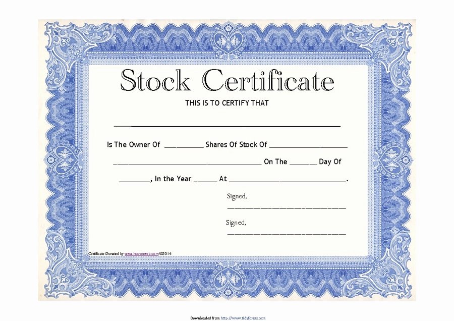 Stock Certificate Template Word 2018
