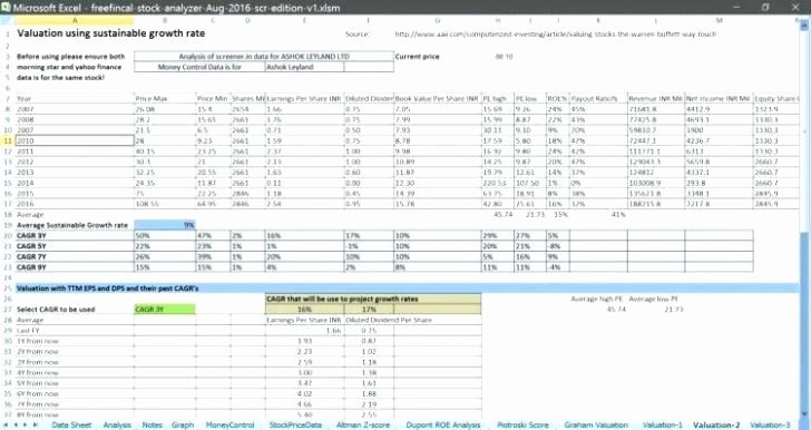 Stock Fundamental Analysis Excel Template Keirindofo