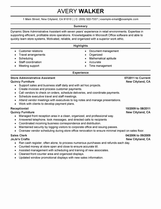 Store Administrative assistant Resume Examples Created by