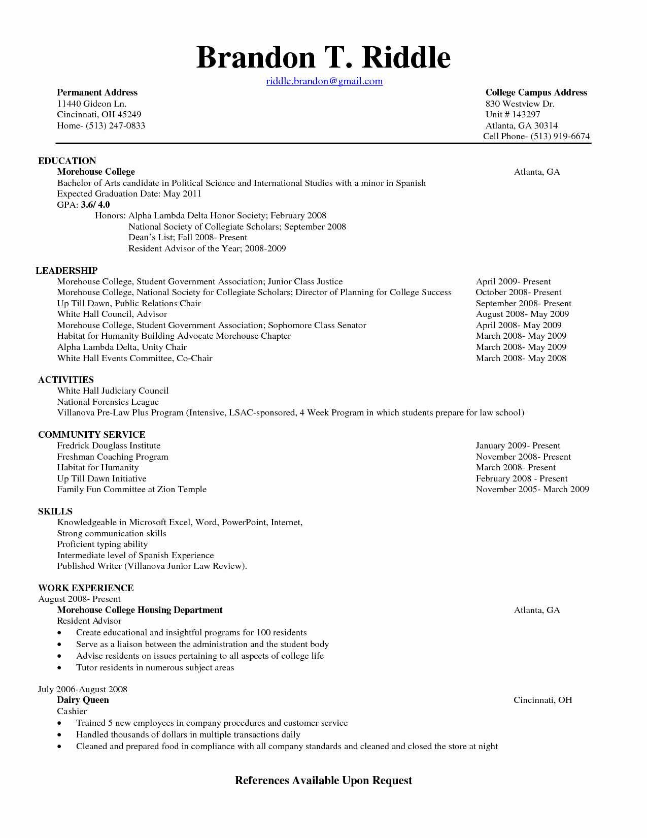 Structure Resume for A Student Resume Ideas