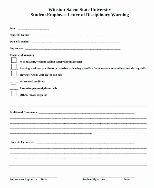 Student Employee Disciplinary Warning form Template Write