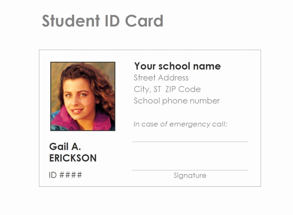 Student Identification Card Template Free