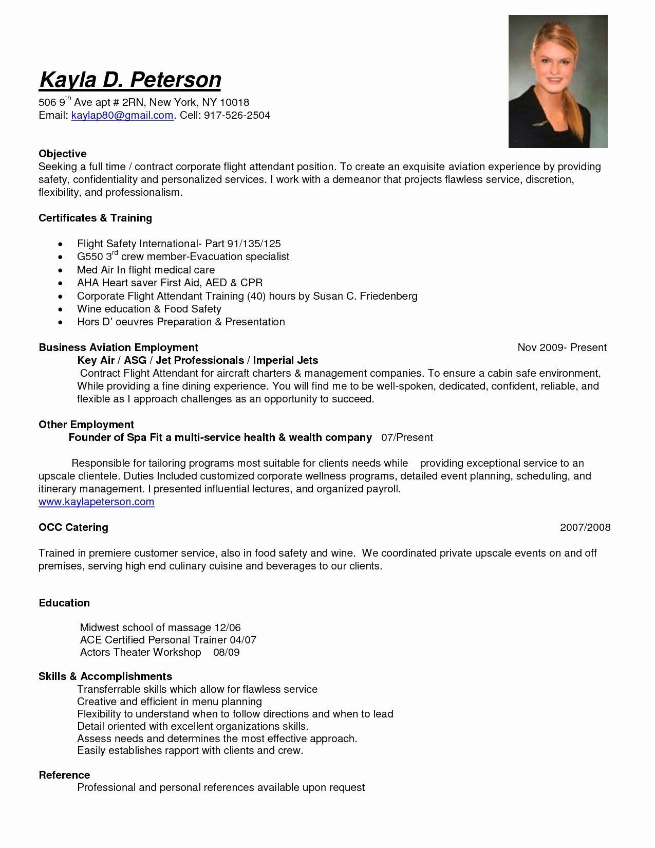 Stunning Resume for Flight attendant with No Experience