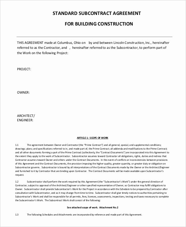 Subcontractor Agreement 11 Free Word Pdf Documents
