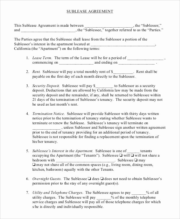 Sublease Agreement Template 10 Free Word Pdf Documents