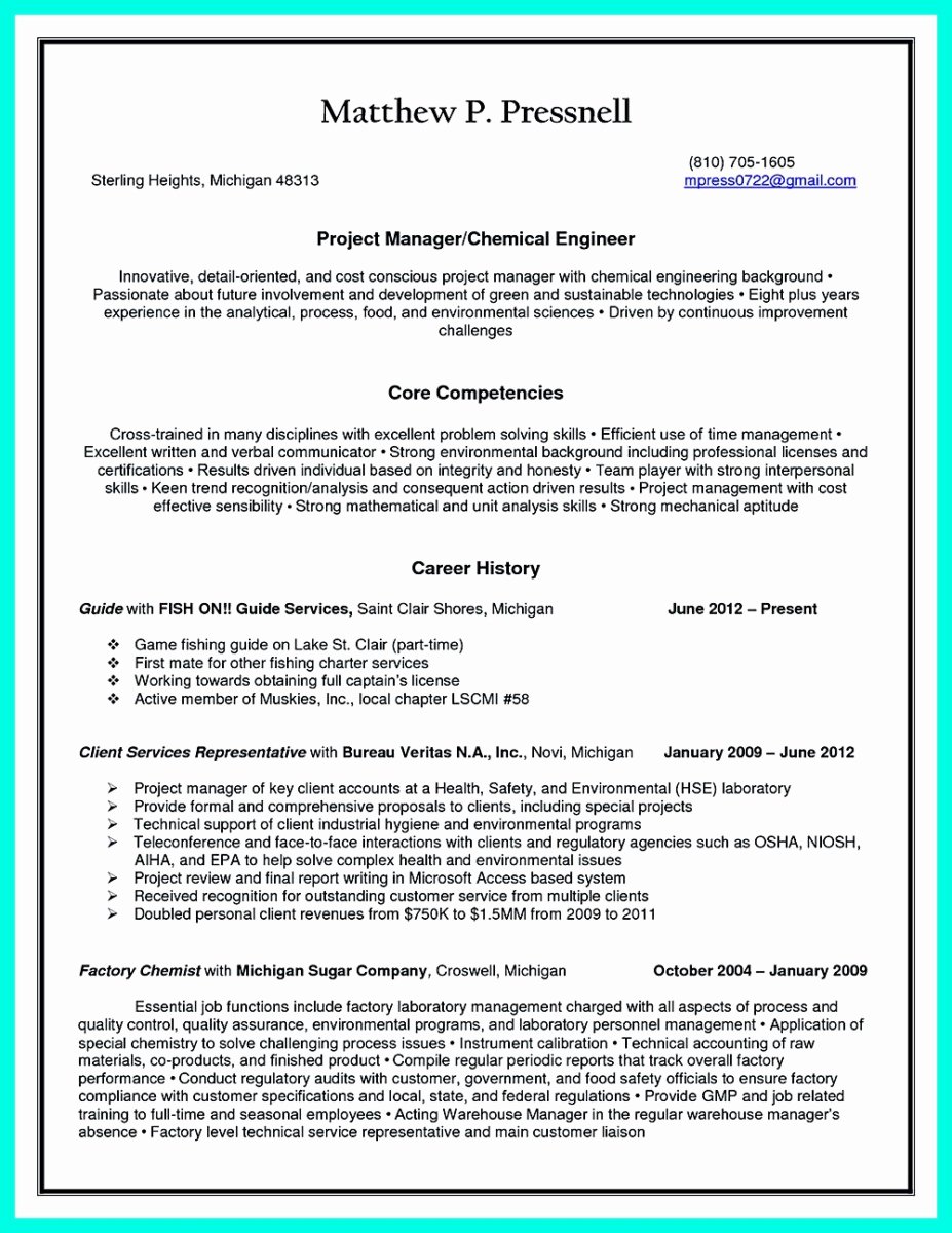 Successful Objectives In Chemical Engineering Resume