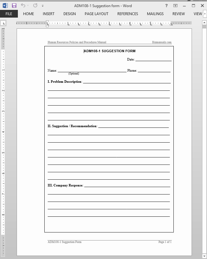 suggestion form template