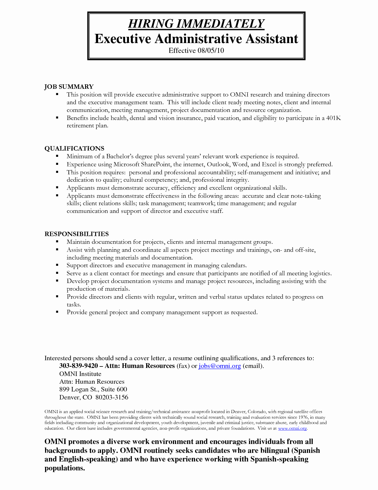 Summary Resume Examples Administrative assistant