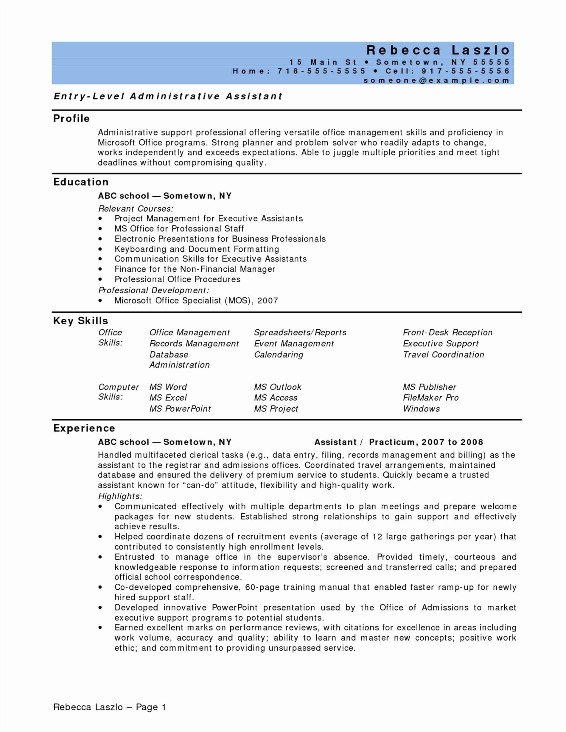 Summary Resume Examples Administrative assistant
