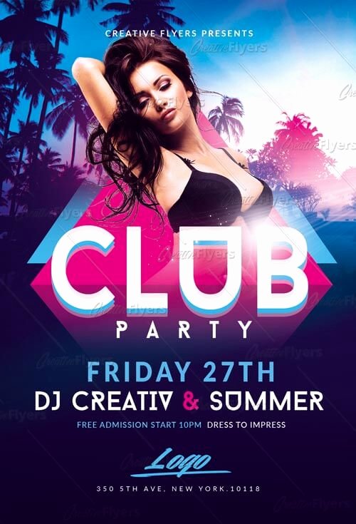 Summer Club Party Flyer Template Creative Flyers