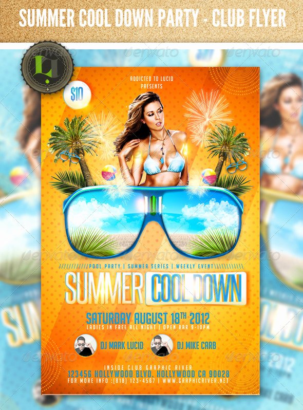 Summer Cool Down Pool Party Psd Flyer Template by