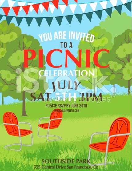 Summer Picnic Party Invitation Template Royalty Free Stock