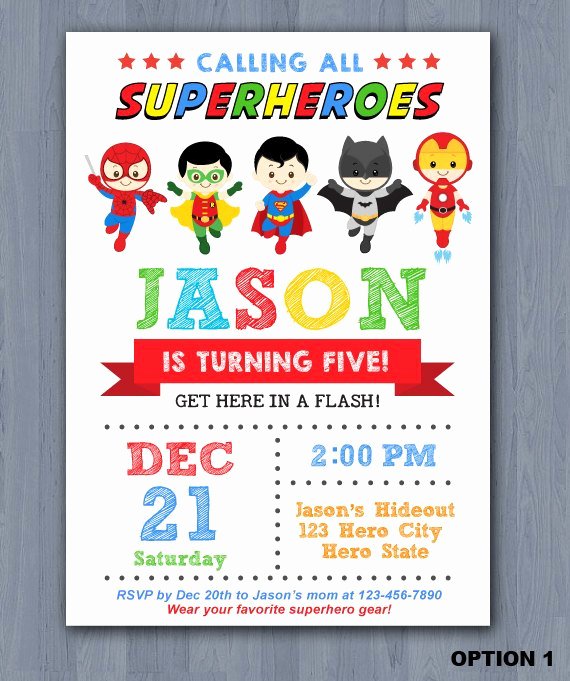 Superhero Birthday Invitation Superhero Invitation