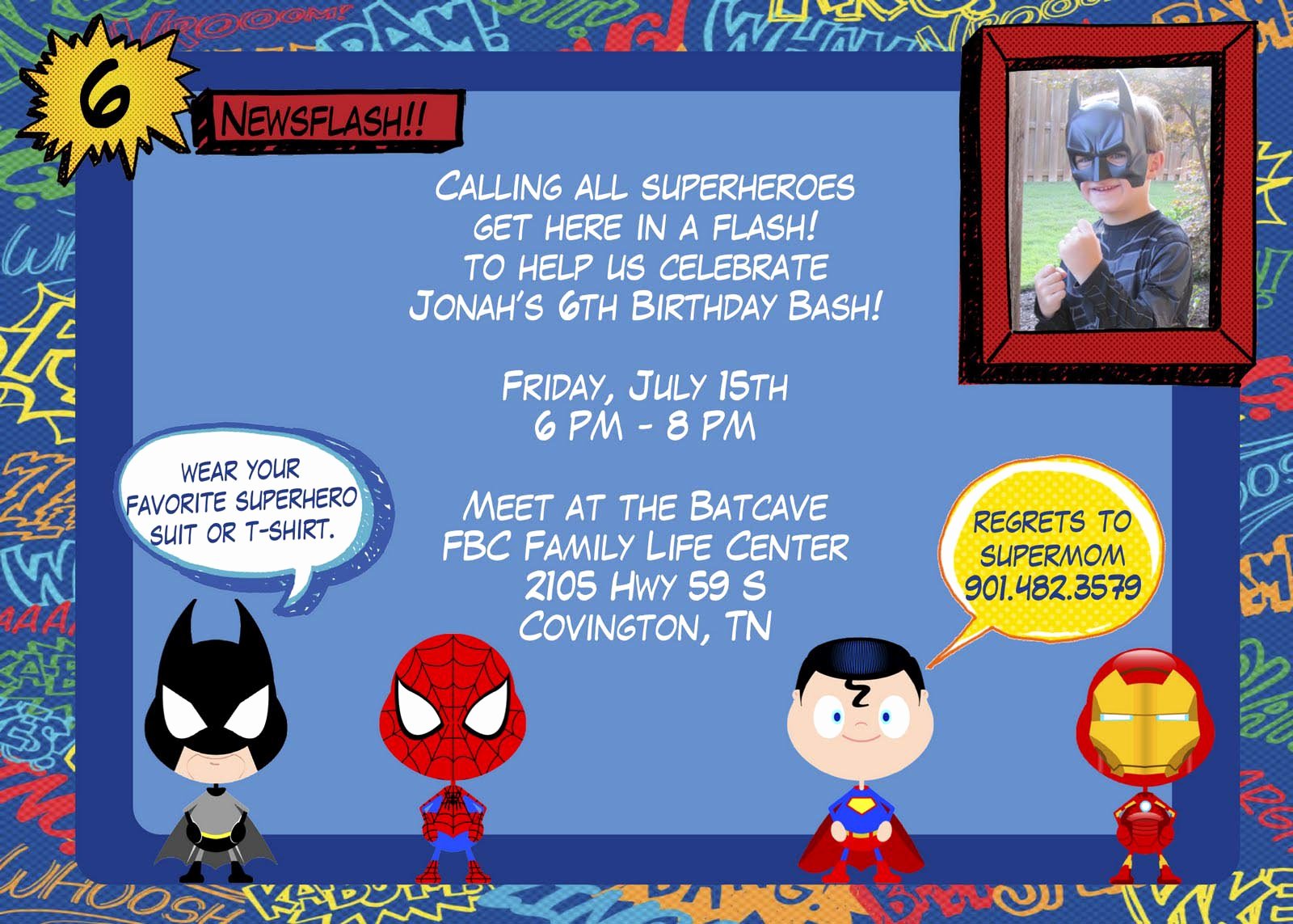 Superhero Birthday Party Invitation Template
