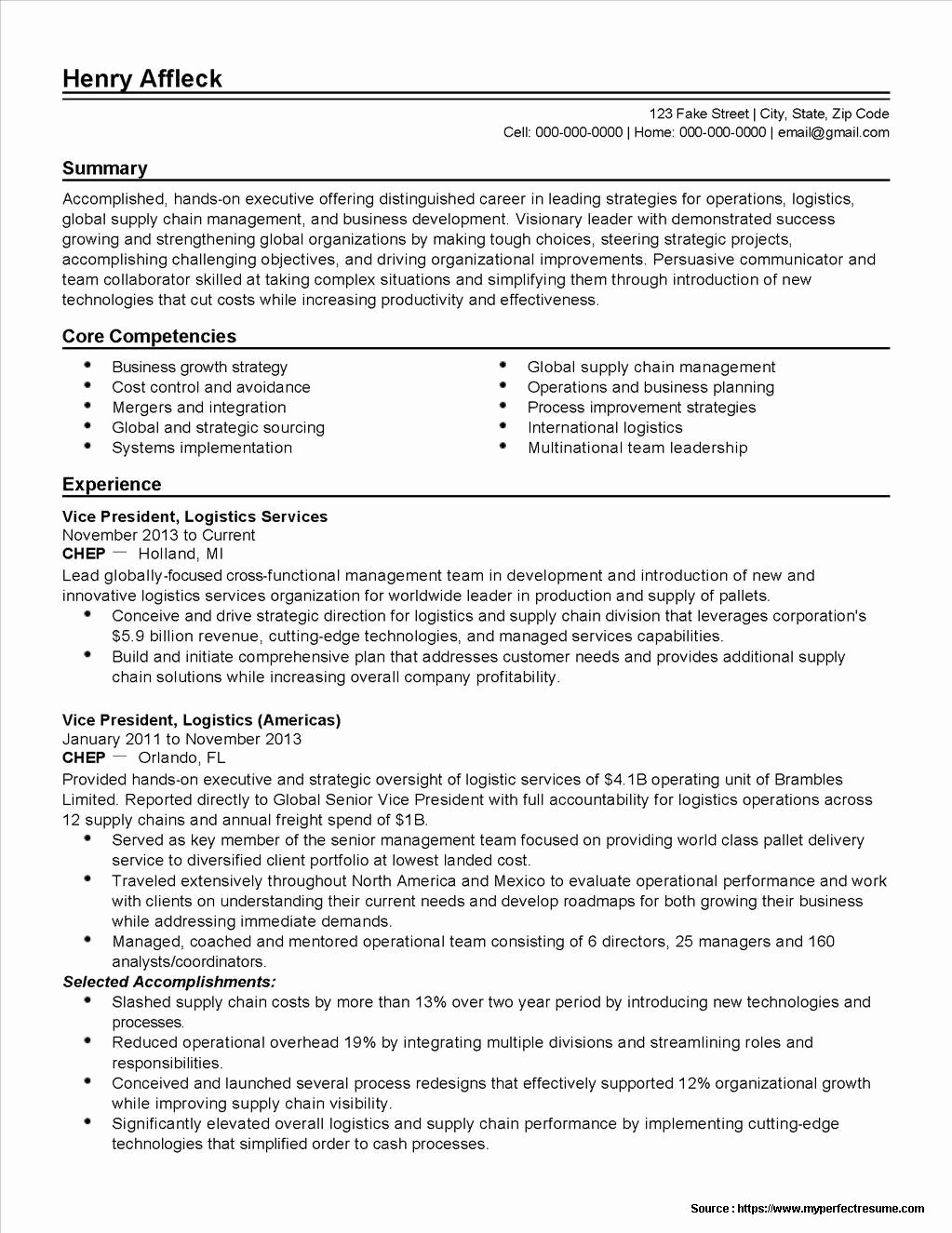 Supply Chain Manager Resume Template Resume Resume
